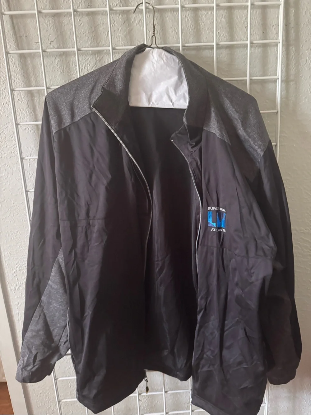 Antigua Black Jacket with Blue Super Bowl LIII Atlanta Logo